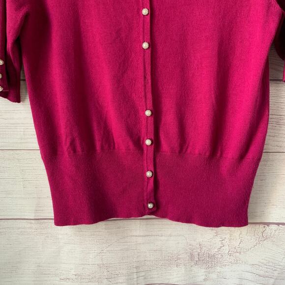 Audrey & Grace Pink Knit Cardigan Sweater Pearly Buttons Size Medium - Picture 4 of 15